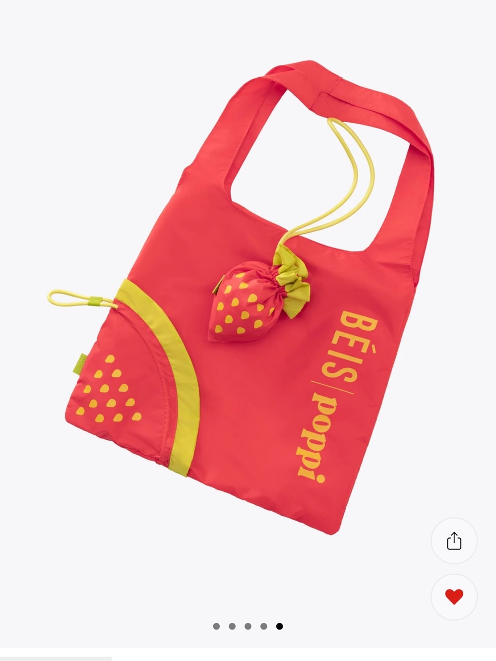 BEIS x Poppi The Reuseable Shopping Tote in Strawberry